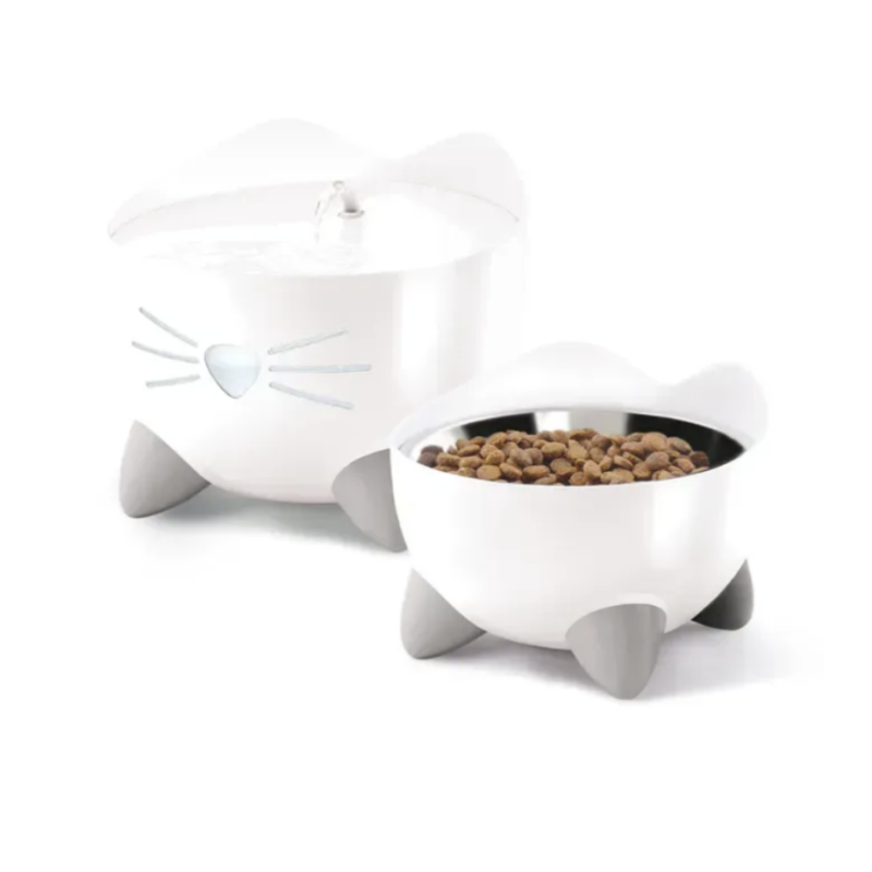 Catit Pixi набір поїлка-фонтан 2 л + миска пластикова для котів 200 мл - білий